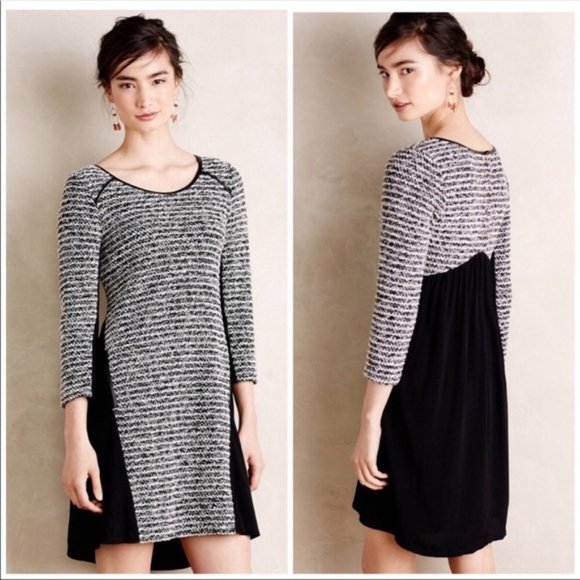 Anthropologie Maeve Contrast Panel Tweed Dress - Picture 2 of 16